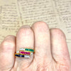 Vintage 18K Gold Ruby Sapphire Emerald and Diamond Ring