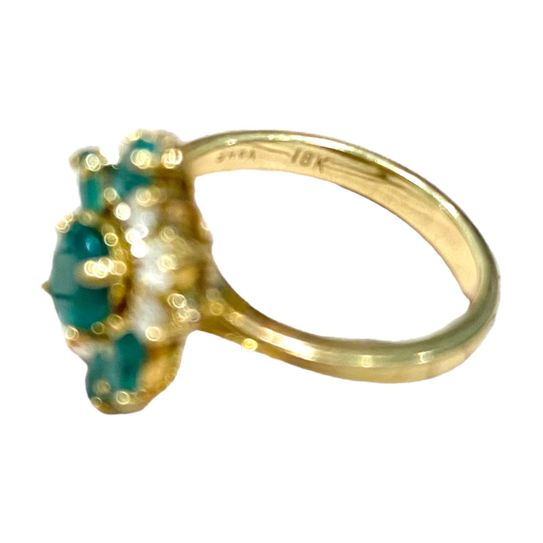 Vintage 18K Yellow Gold Emerald & Diamond Ring