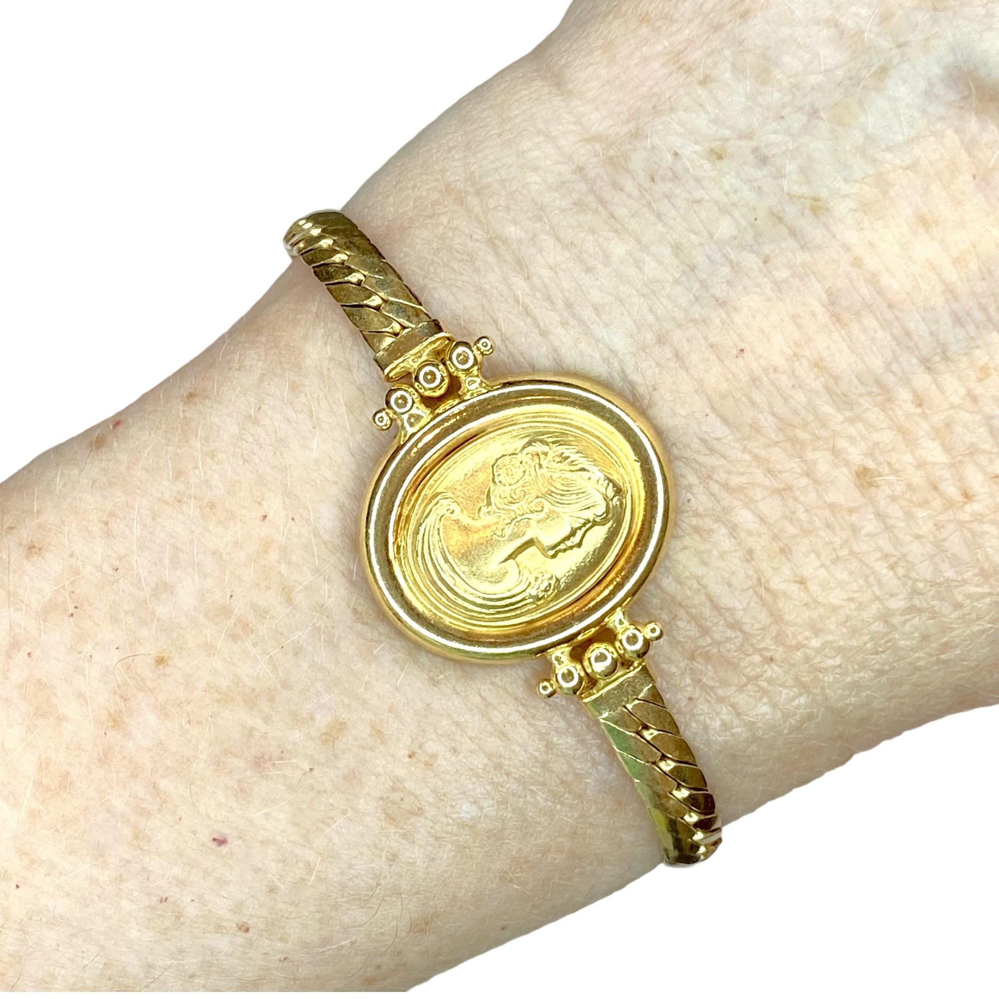 Vintage 18K Yellow Gold Cameo Bracelet