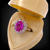 GRS Certified Burma Pink Sapphire & Diamond Platinum Ring