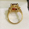 Vintage 14K Gold Hessonite Garnet  & Diamond Ring