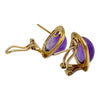 Vintage 14K Yellow Gold Amethyst Cabochon Earrings