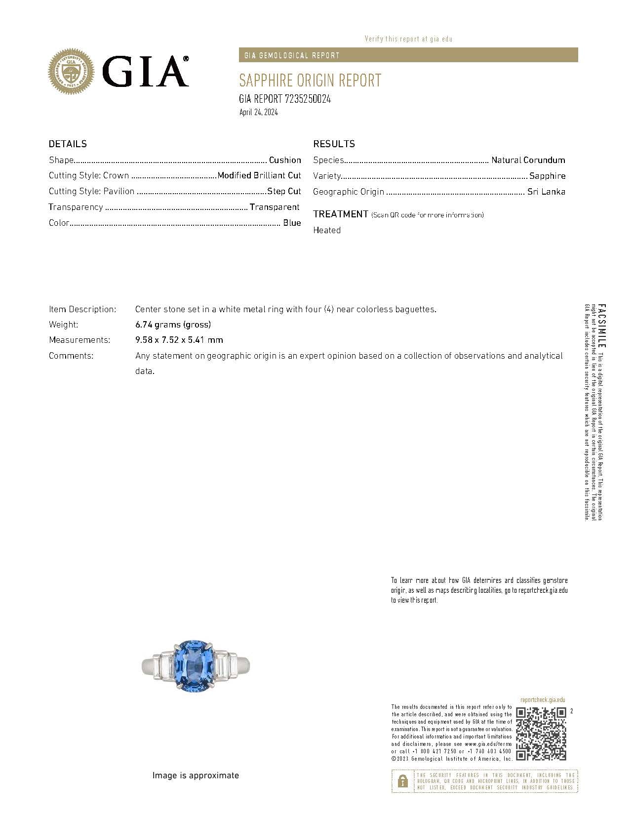 Platinum GIA Certified Sapphire & Diamond Ring