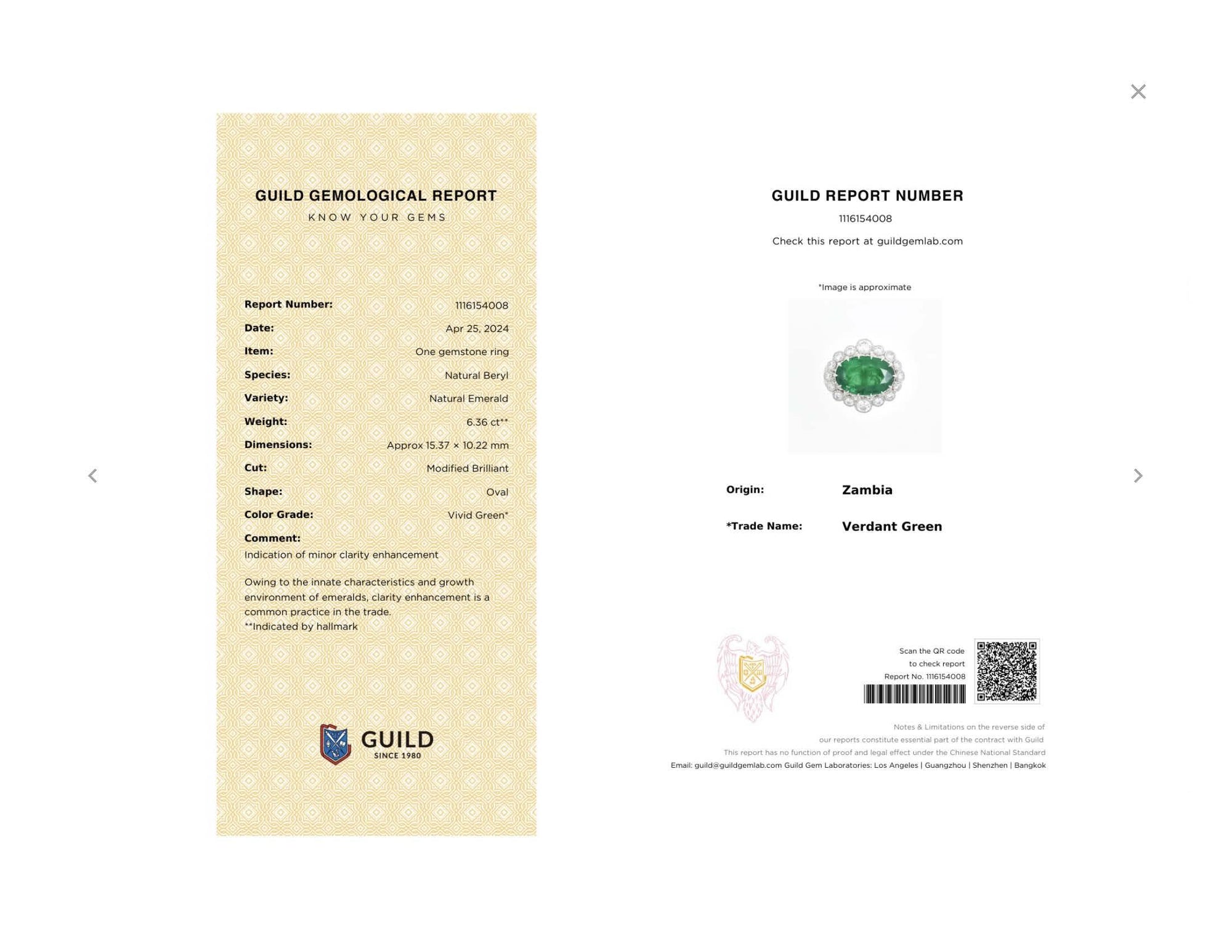 Platinum Certified 6.36 Carat Emerald and Diamond Ring
