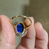 Antique 14K Gold Lapis Lazuli and Diamond Ring