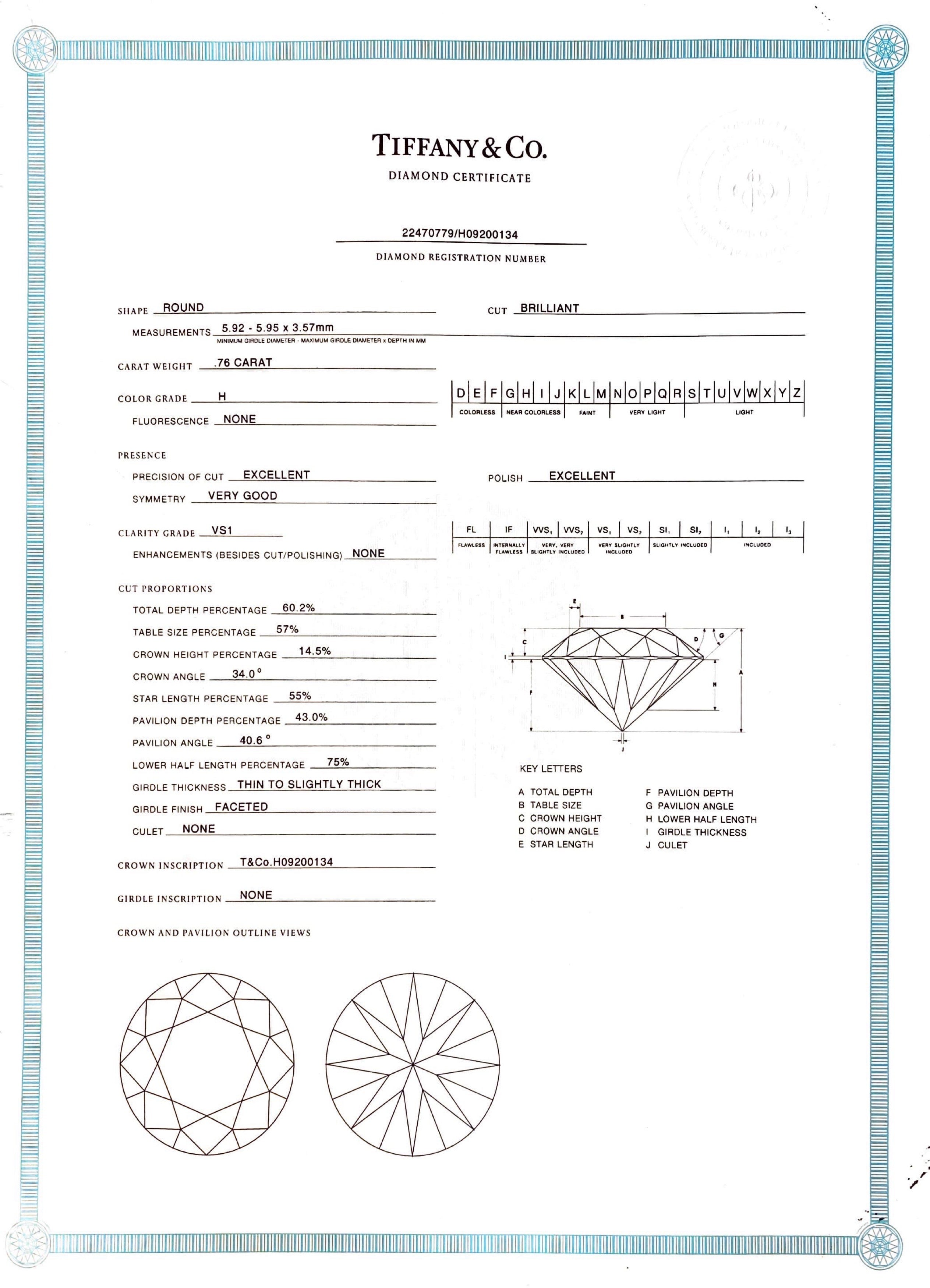 Tiffany diamond certificate Clearance