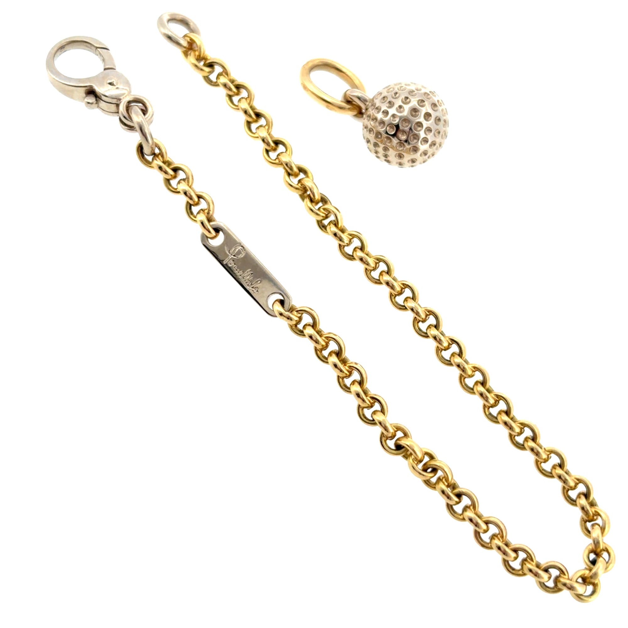 Pomellato 18K Gold Bracelet with Ball Charm Pendant