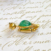 Vintage French 18K Yellow Gold Emerald Bird Brooch