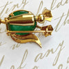 Vintage French 18K Yellow Gold Emerald Bird Brooch