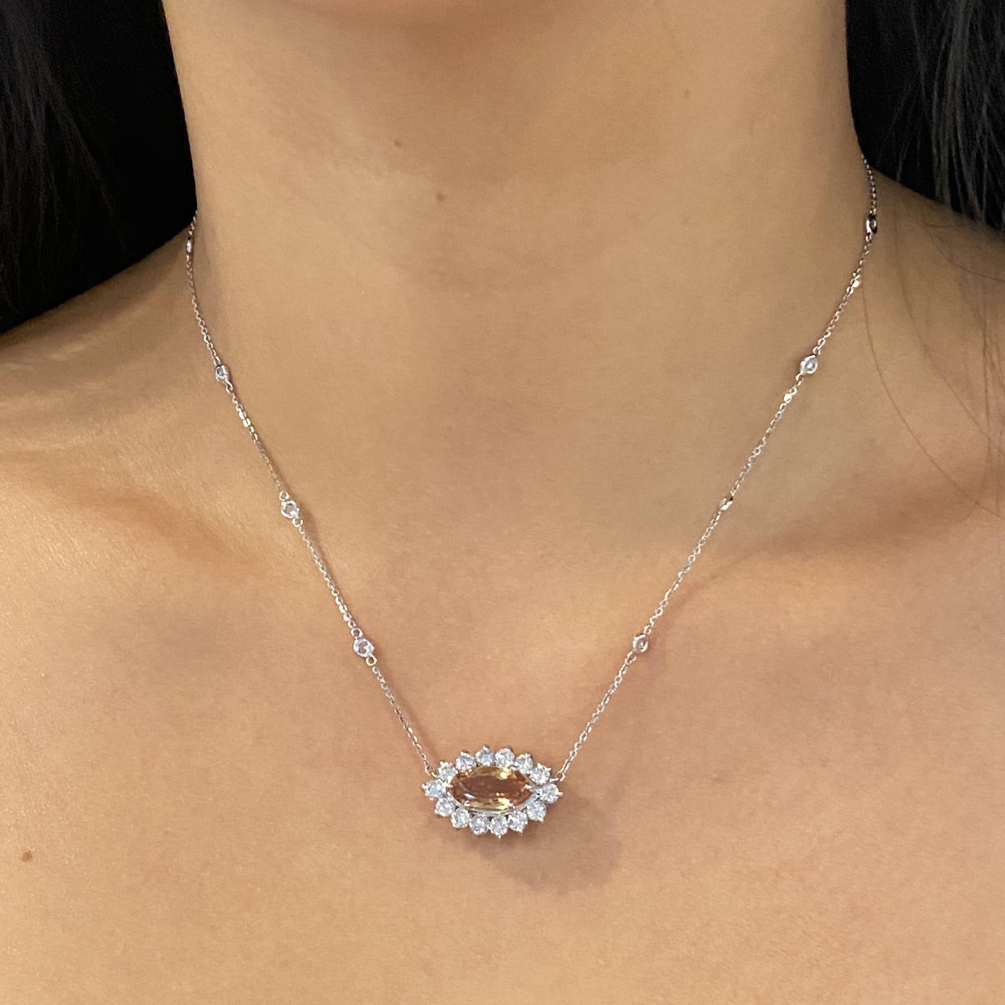 Imperial Topaz and Diamond Necklace