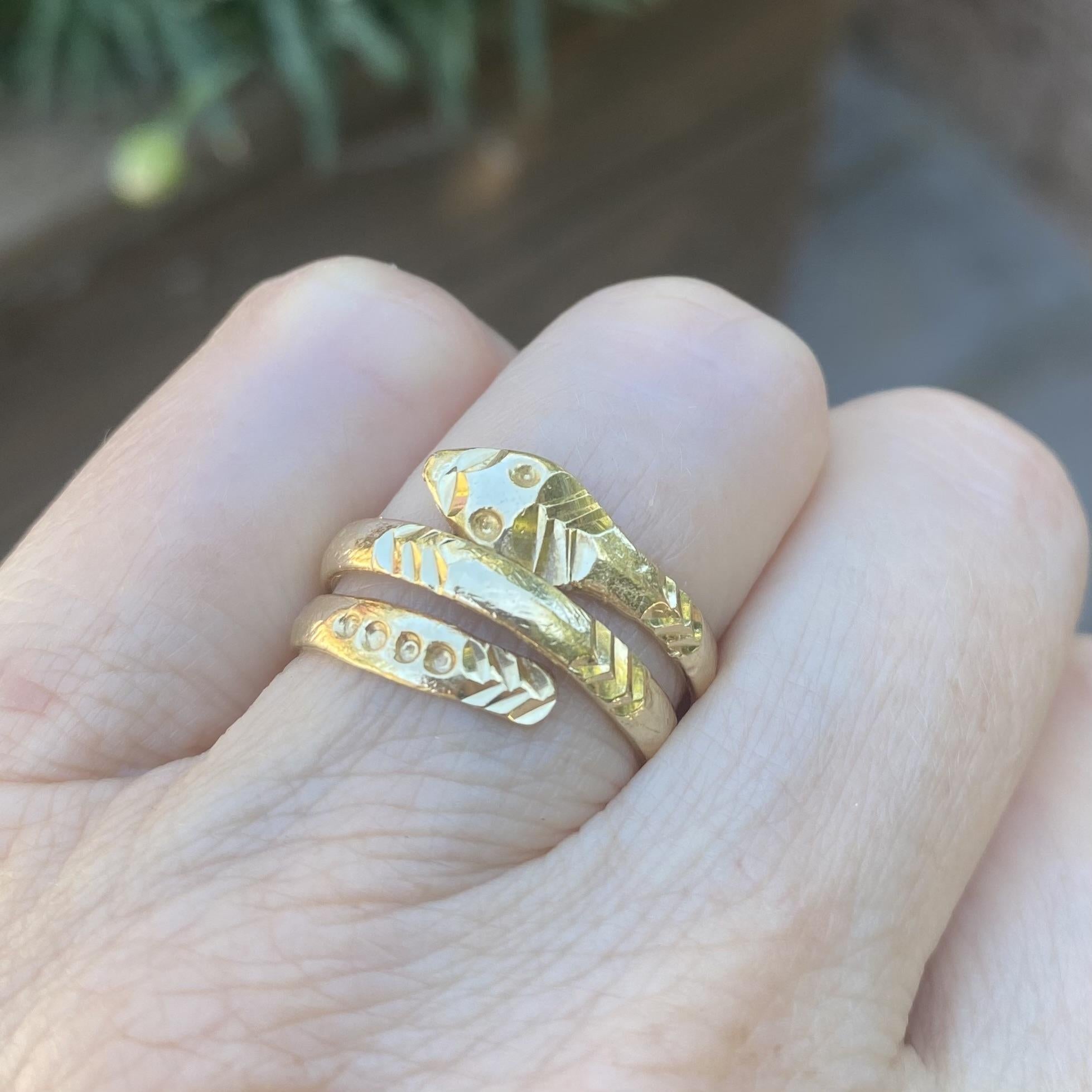 Vintage 14K Yellow Gold Snake Ring