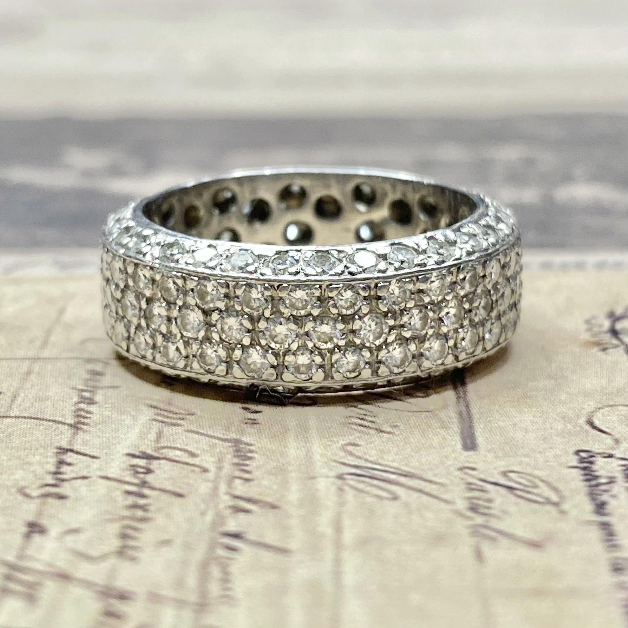 18K White Gold Pave Diamond Eternity Band Ring