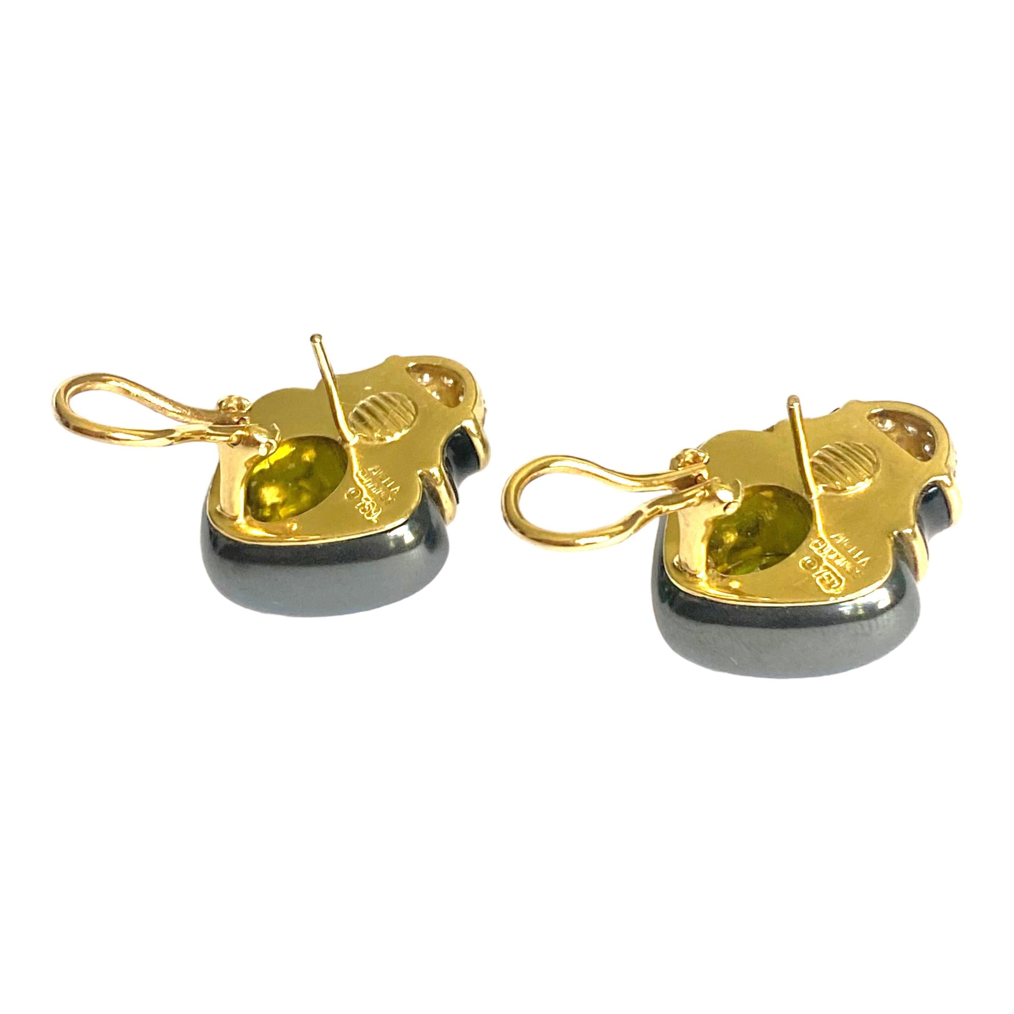Angela Cummings 18K Peridot Hematite Diamond Earrings