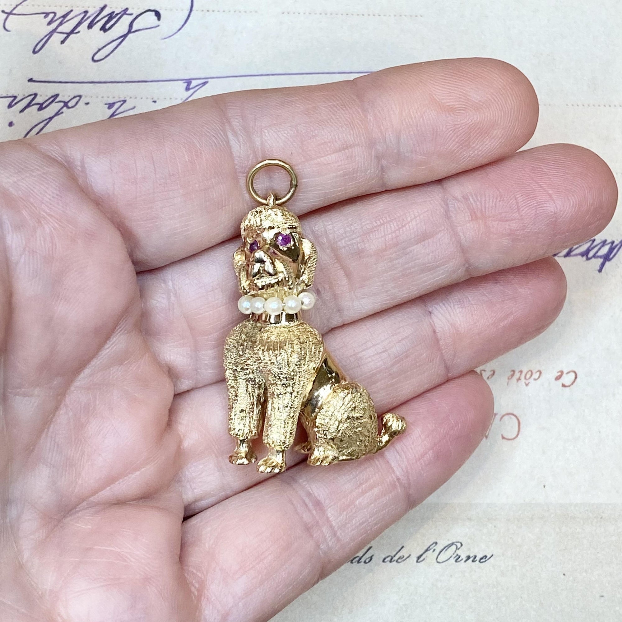 Vintage 14K Large Poodle Charm Pendant