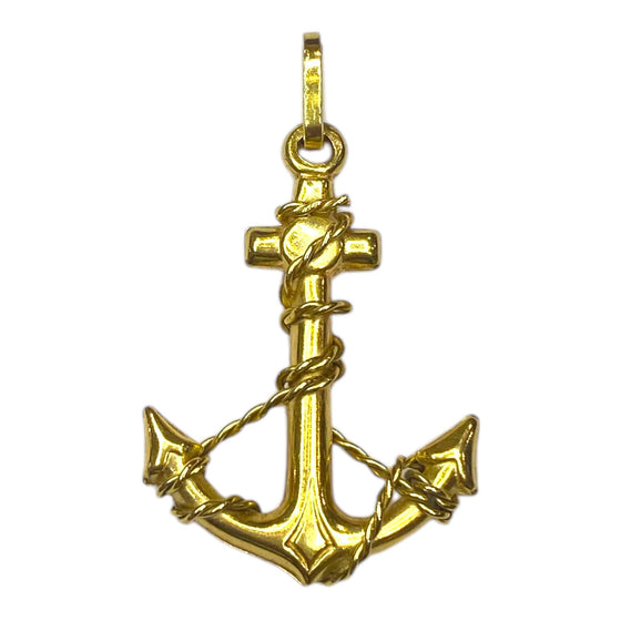 Vintage Large 18K Gold Anchor Pendant