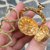 Vintage 14K Gold Large Puffy Heart with Folding Picture Frames Locket Pendant