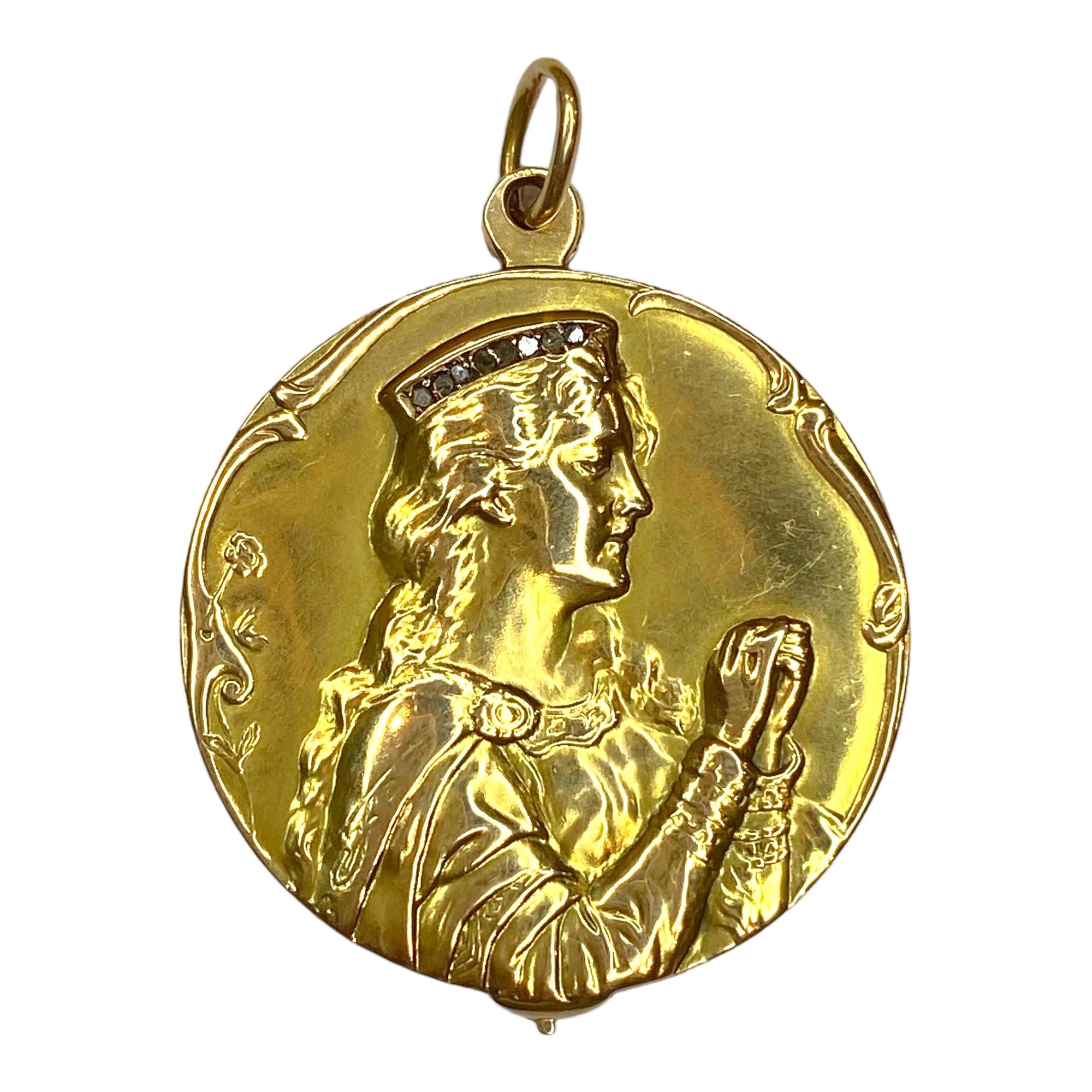 Antique Art Nouveau 18K Yellow Gold and Diamond Locket