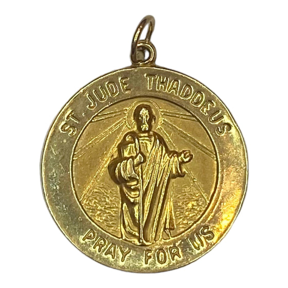 Vintage 14K St Jude Thaddeus Pray for Us Charm Pendant