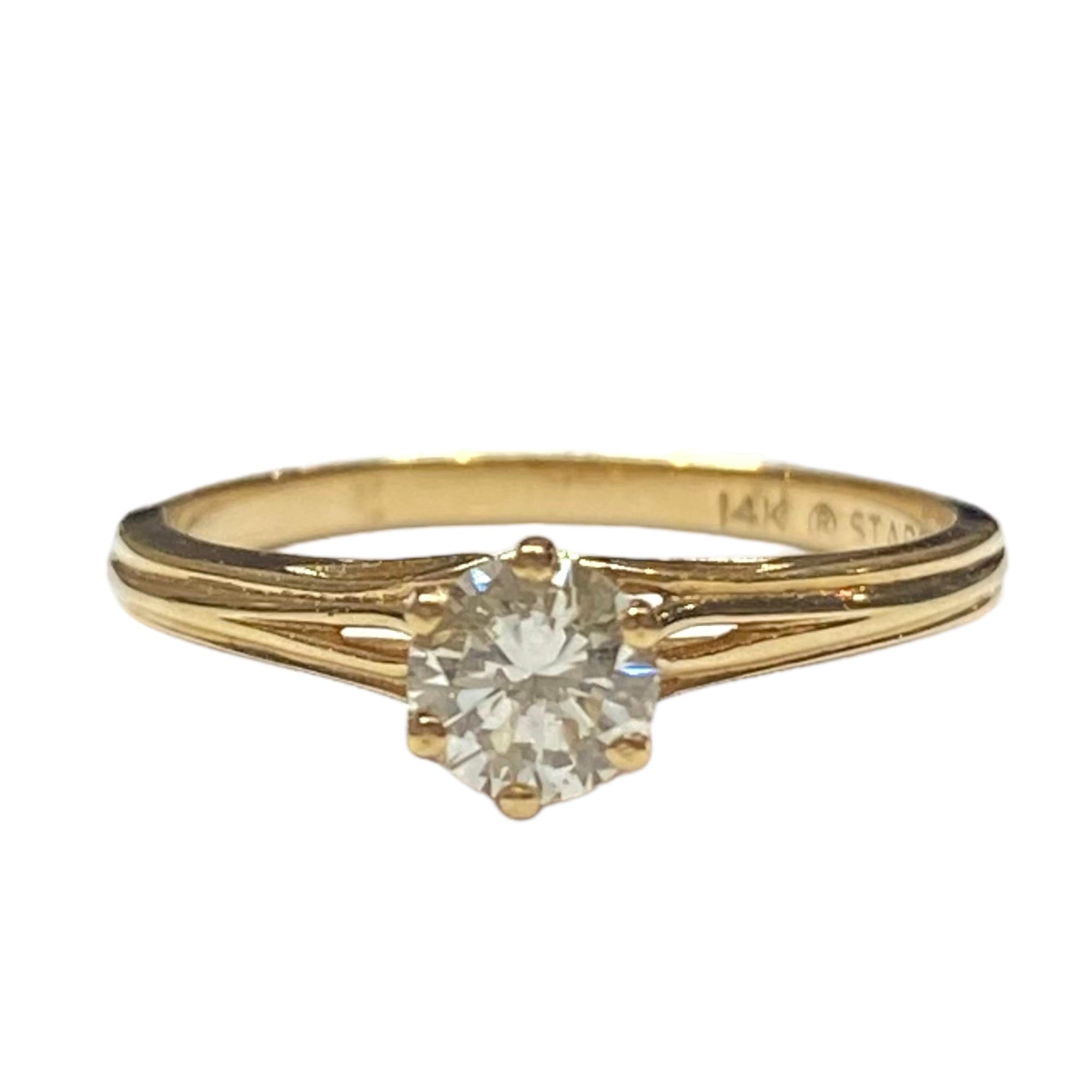 Vintage STARFIRE 14K Yellow Gold Diamond Solitaire Ring