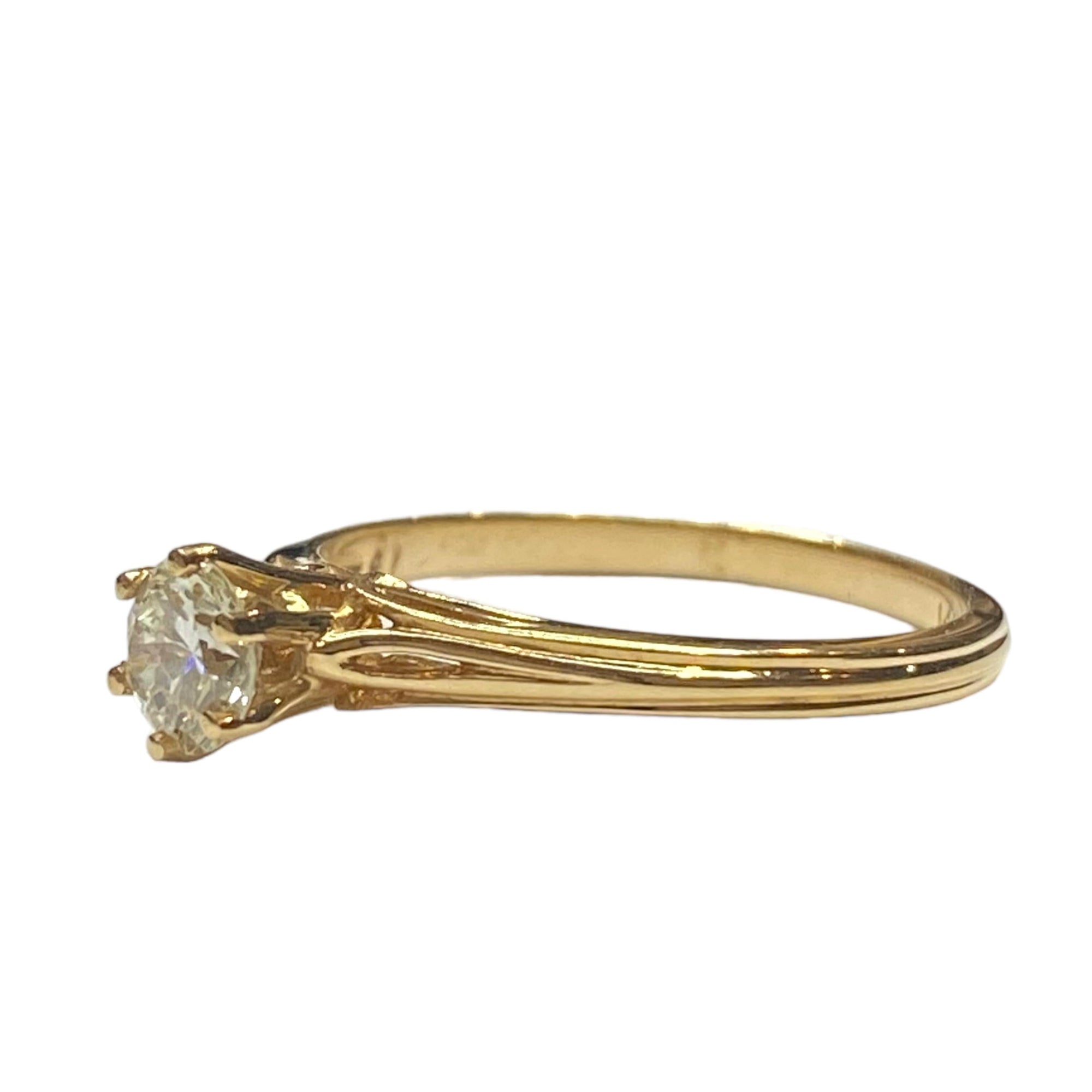 Vintage STARFIRE 14K Yellow Gold Diamond Solitaire Ring