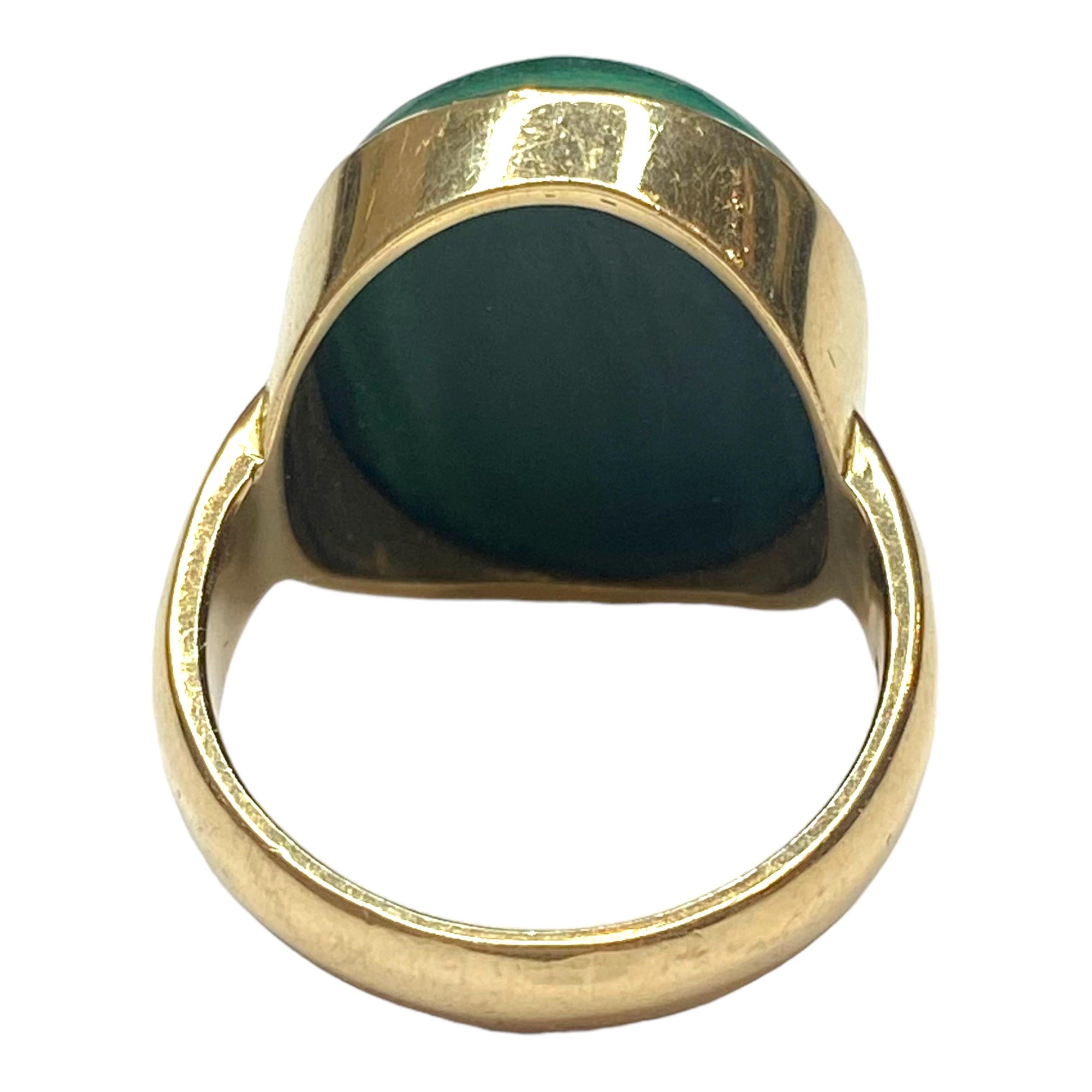 Vintage 14K Yellow Gold Malachite Cabochon Ring