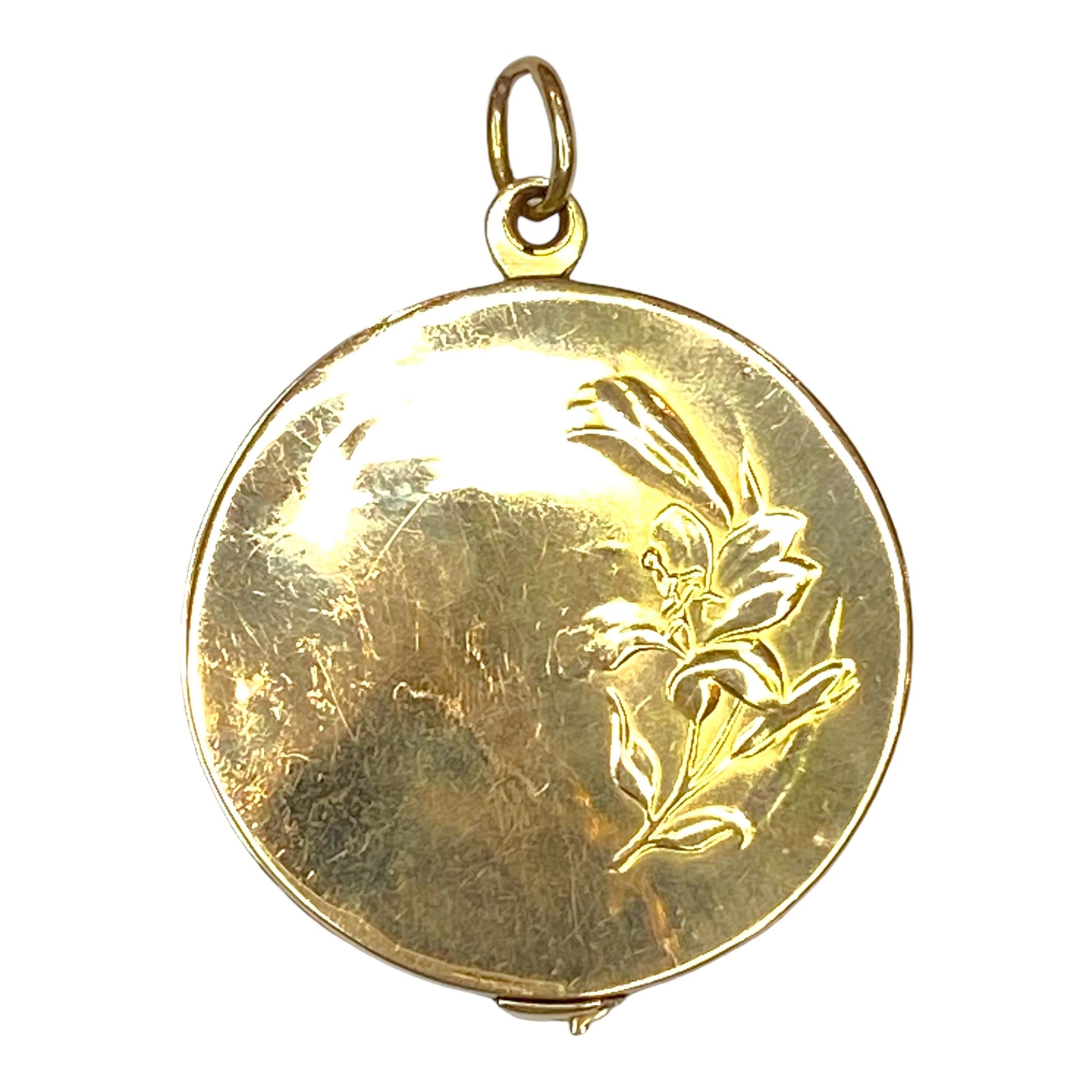 Antique Art Nouveau 18K Yellow Gold and Diamond Locket