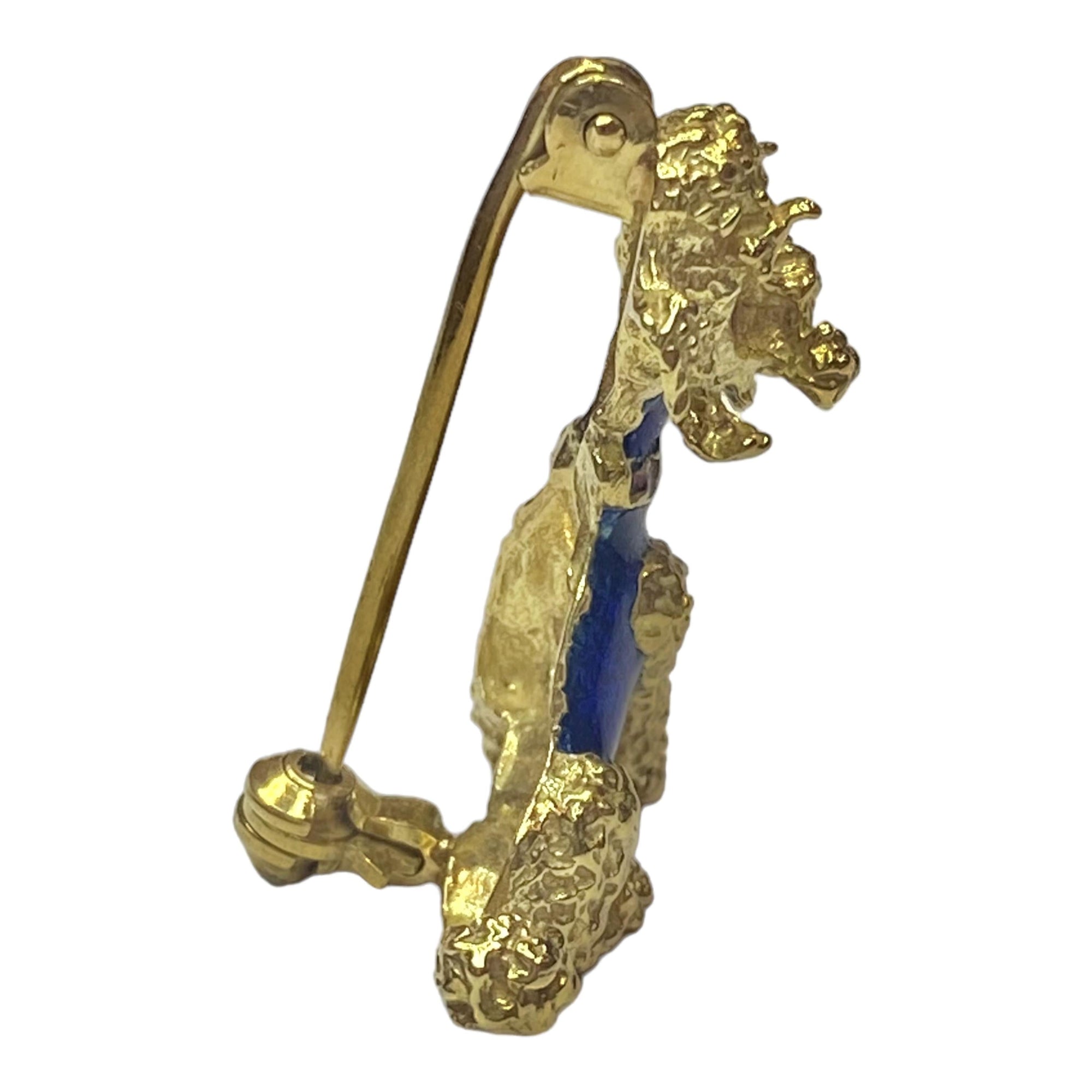 Vintage 18K Gold Enamel Poodle Brooch