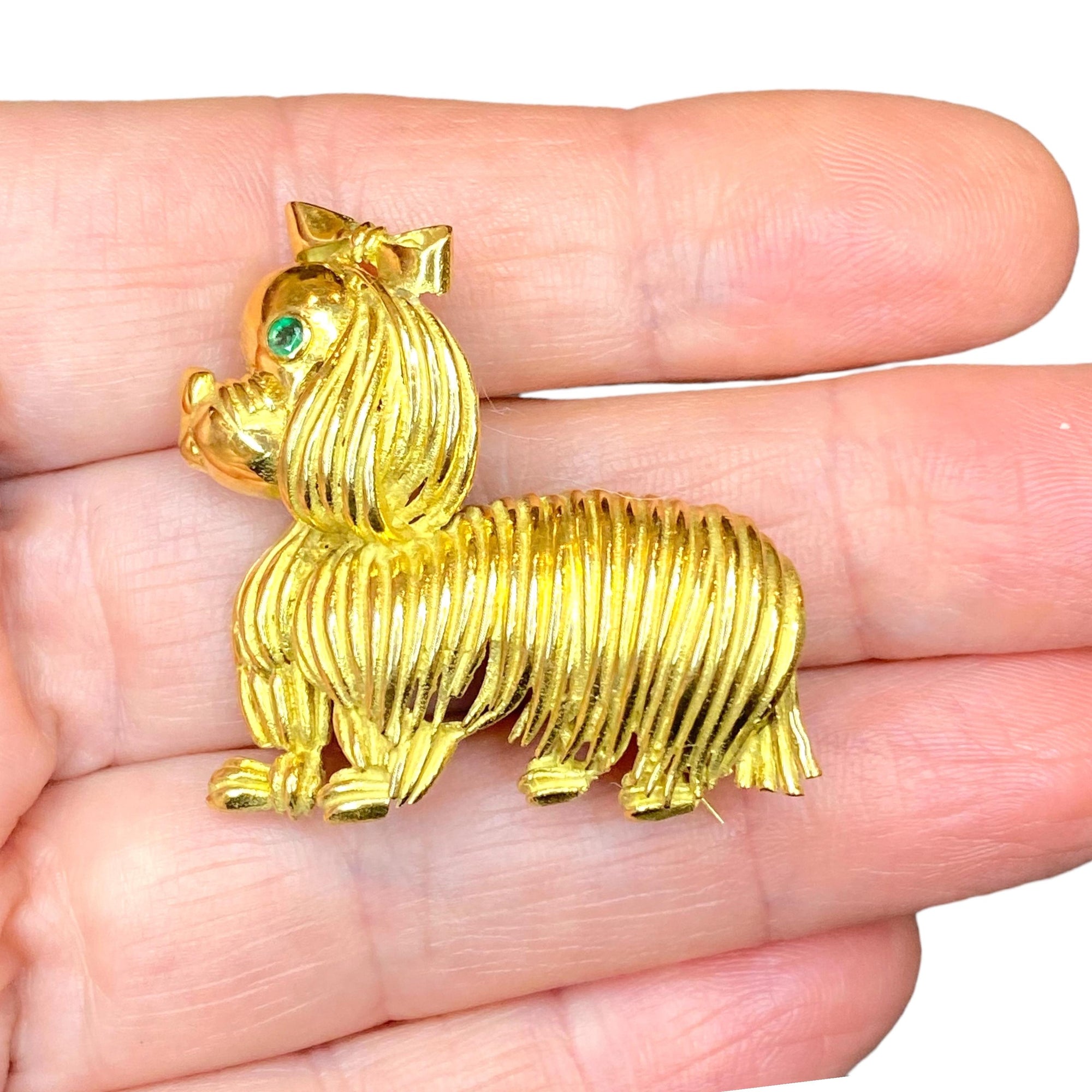 Vintage 18K Dog Brooch