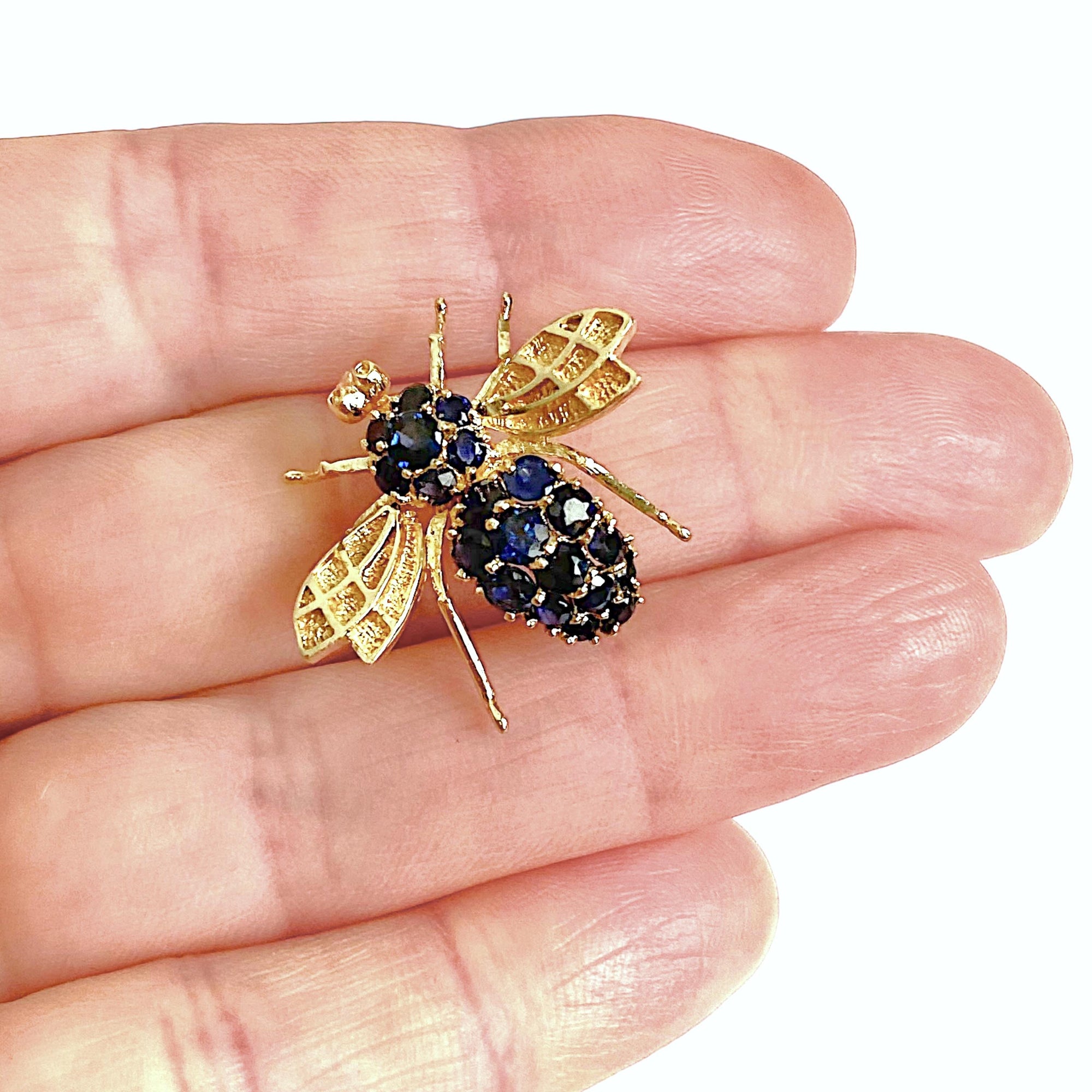 Vintage 14K Sapphire Bee Pin Pendant