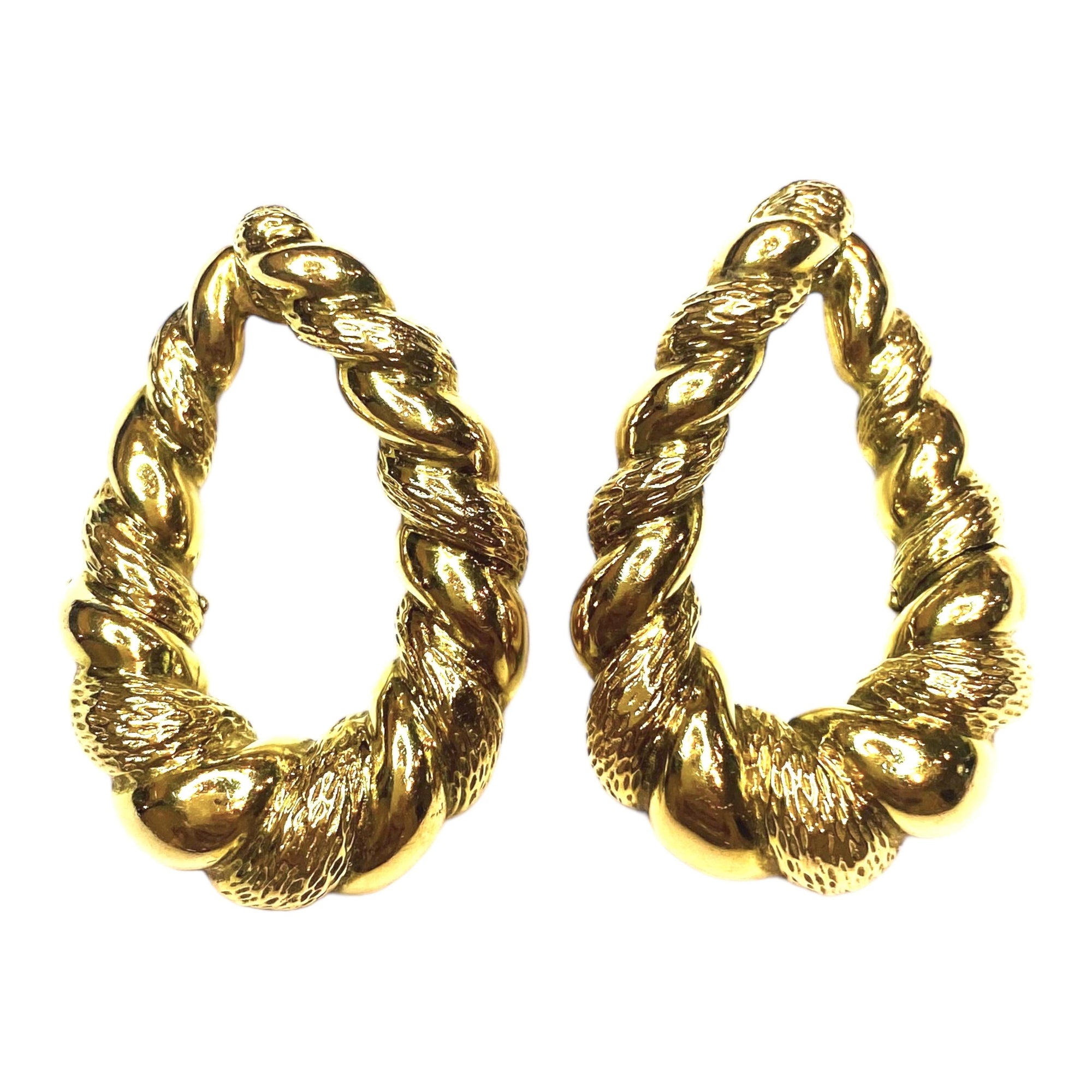 Vintage 14K Large Twisted Hoop Earrings