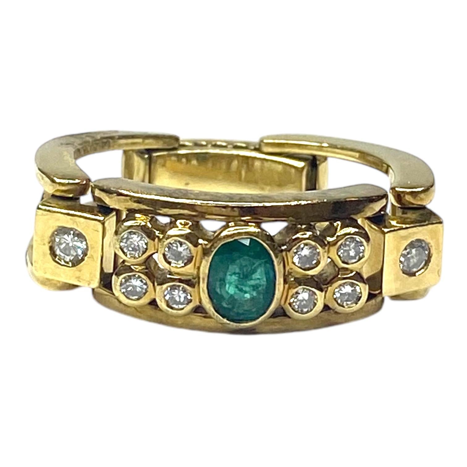 LeVian 18K Emerald and Diamond Flex Ring HIGH KARAT LLC