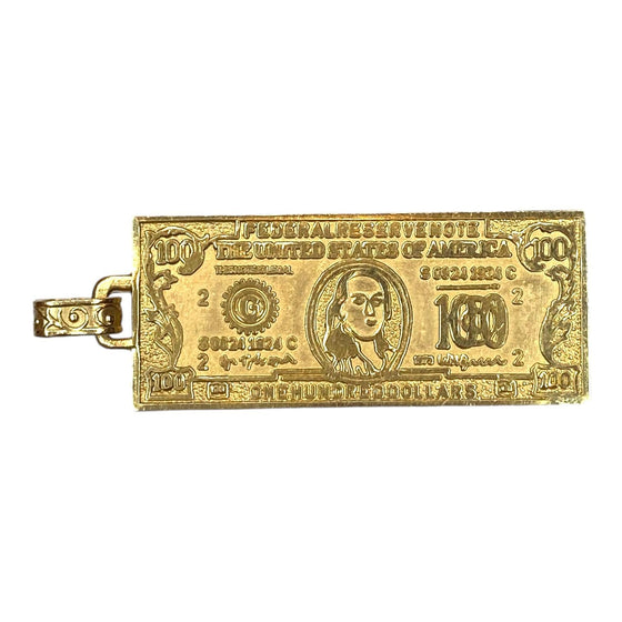 Vintage 14K Large 100 Dollar Bill Pendant