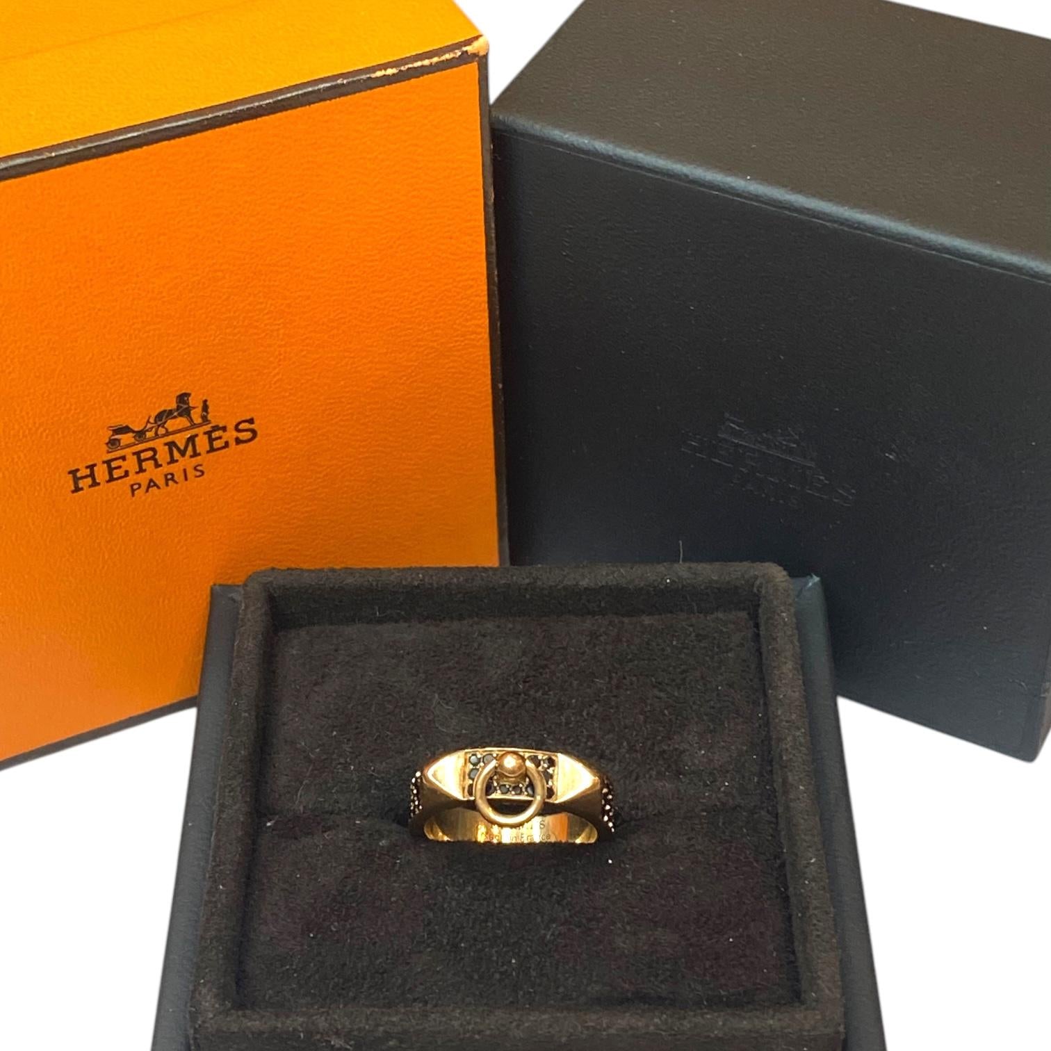 HERMÉS Collier de Chien 18K Rose Gold Black Spinel Ring