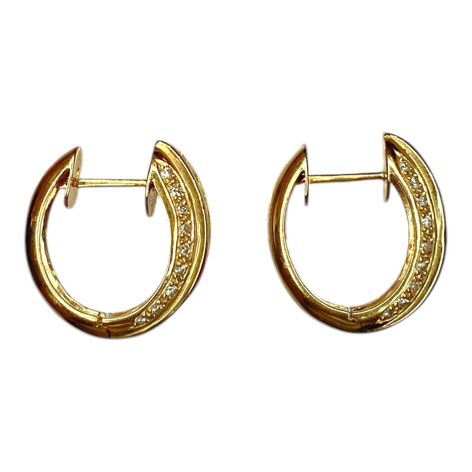 18K Gold Emerald & Diamond Hoop Earrings