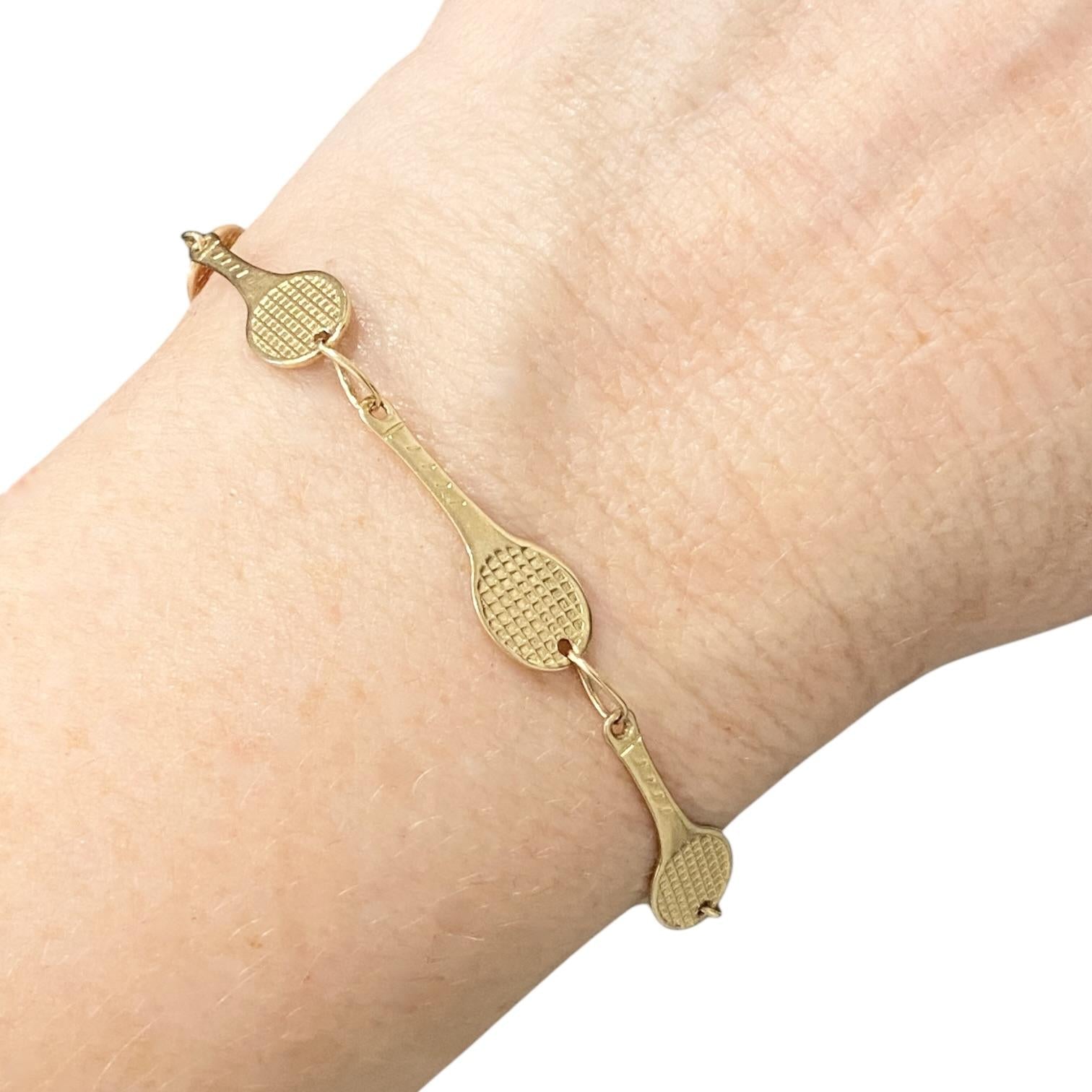 Vintage 14K Yellow Gold Tennis Racket Bracelet