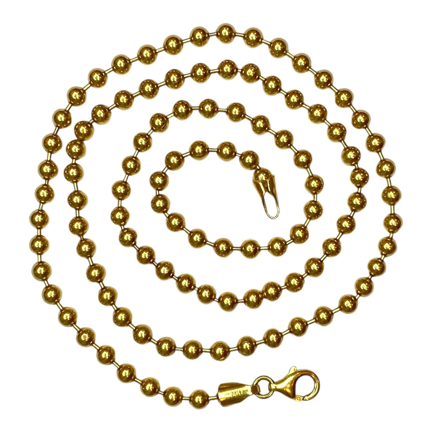 Vintage 14K Yellow Gold Large Ball Chain Necklace 23"