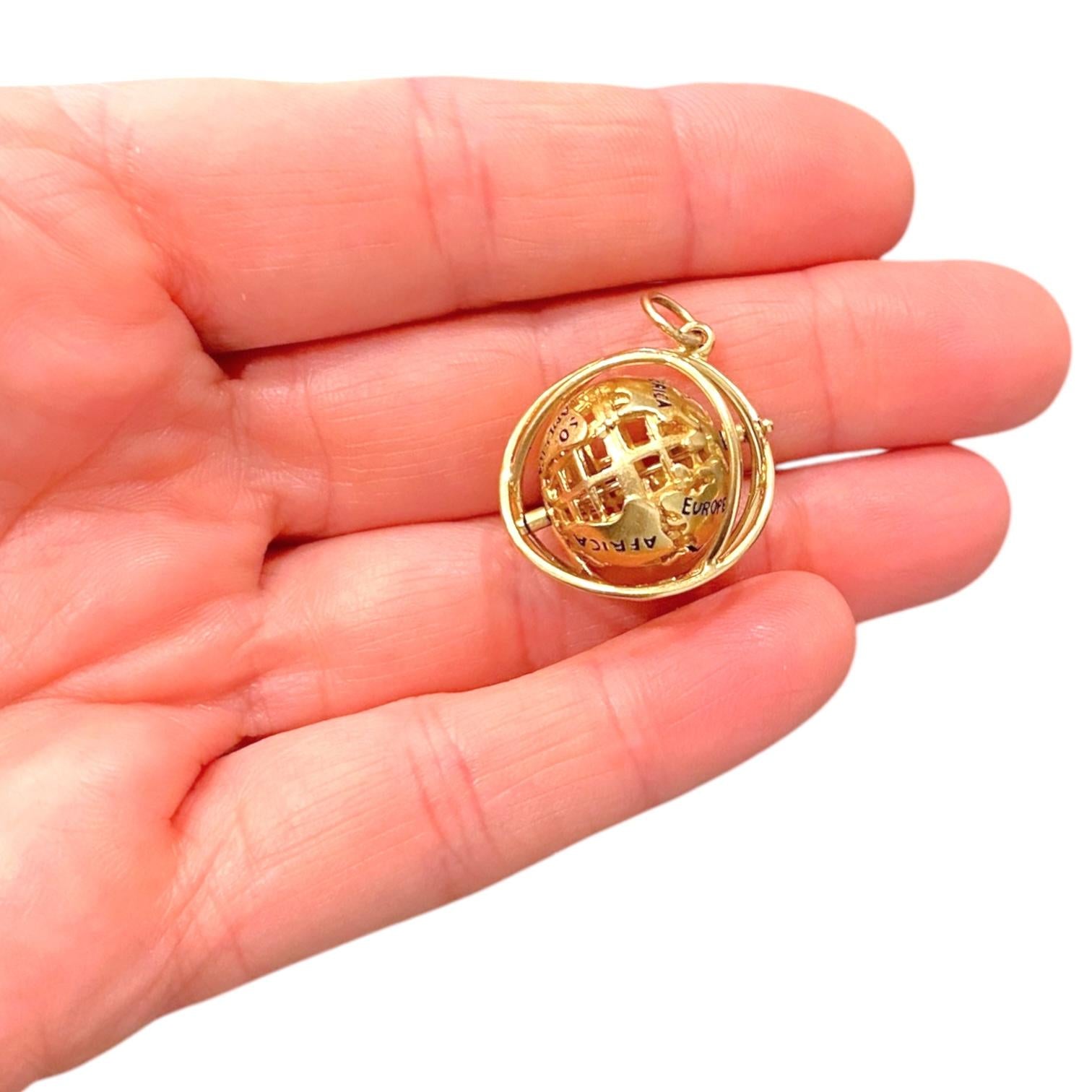 Vintage 14K Yellow Gold Globe Charm