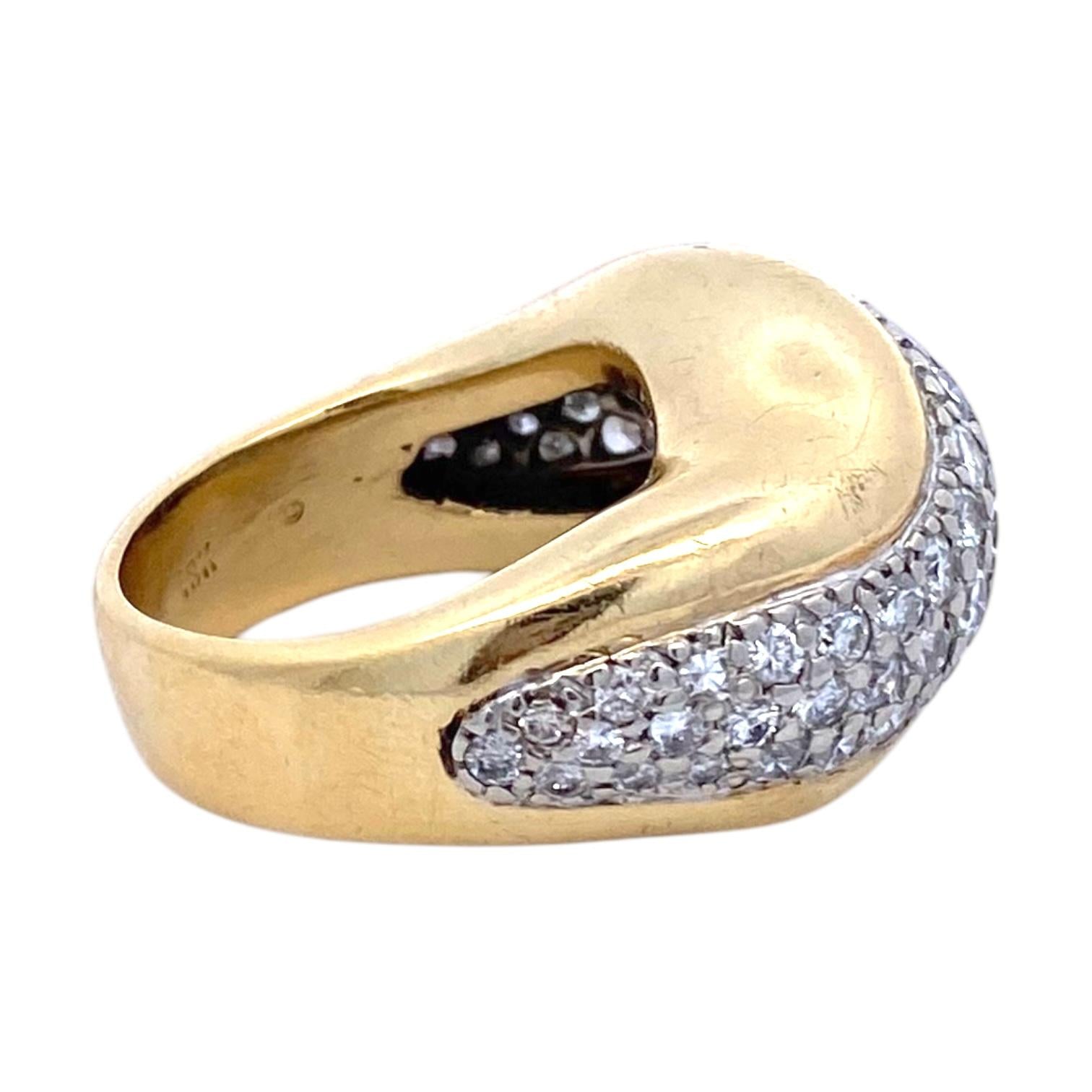 Vintage 18K Gold Pave Diamond Dome Ring