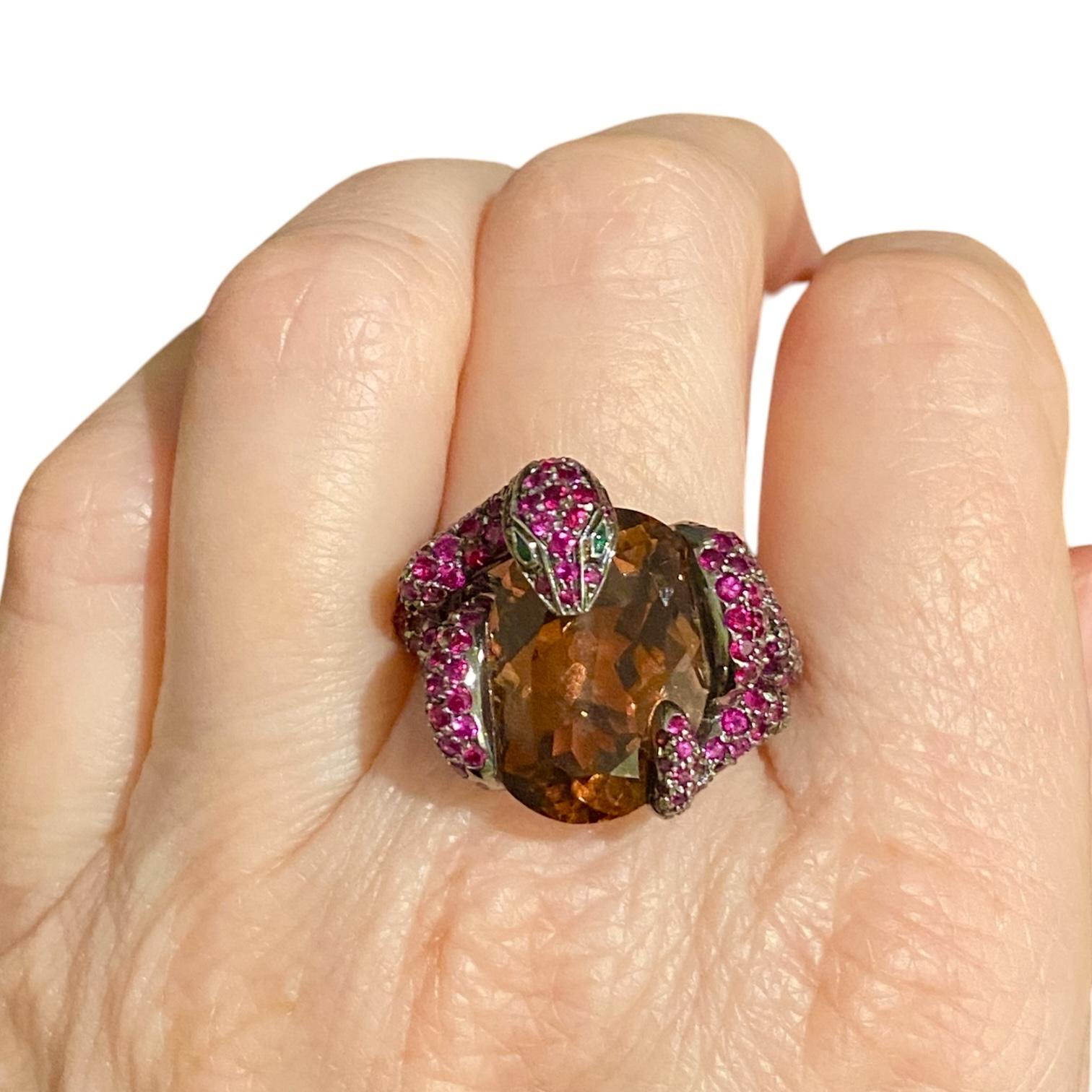 Boucheron Tourmaline Ruby Emerald Python Ring