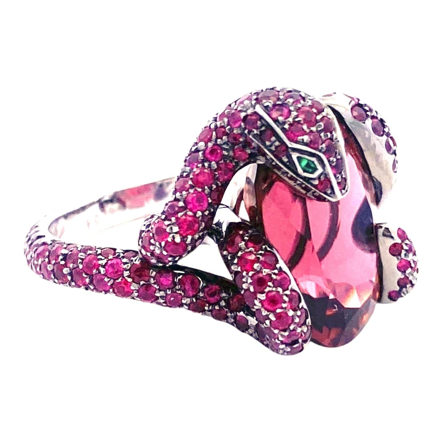 Boucheron Tourmaline Ruby Emerald Python Ring