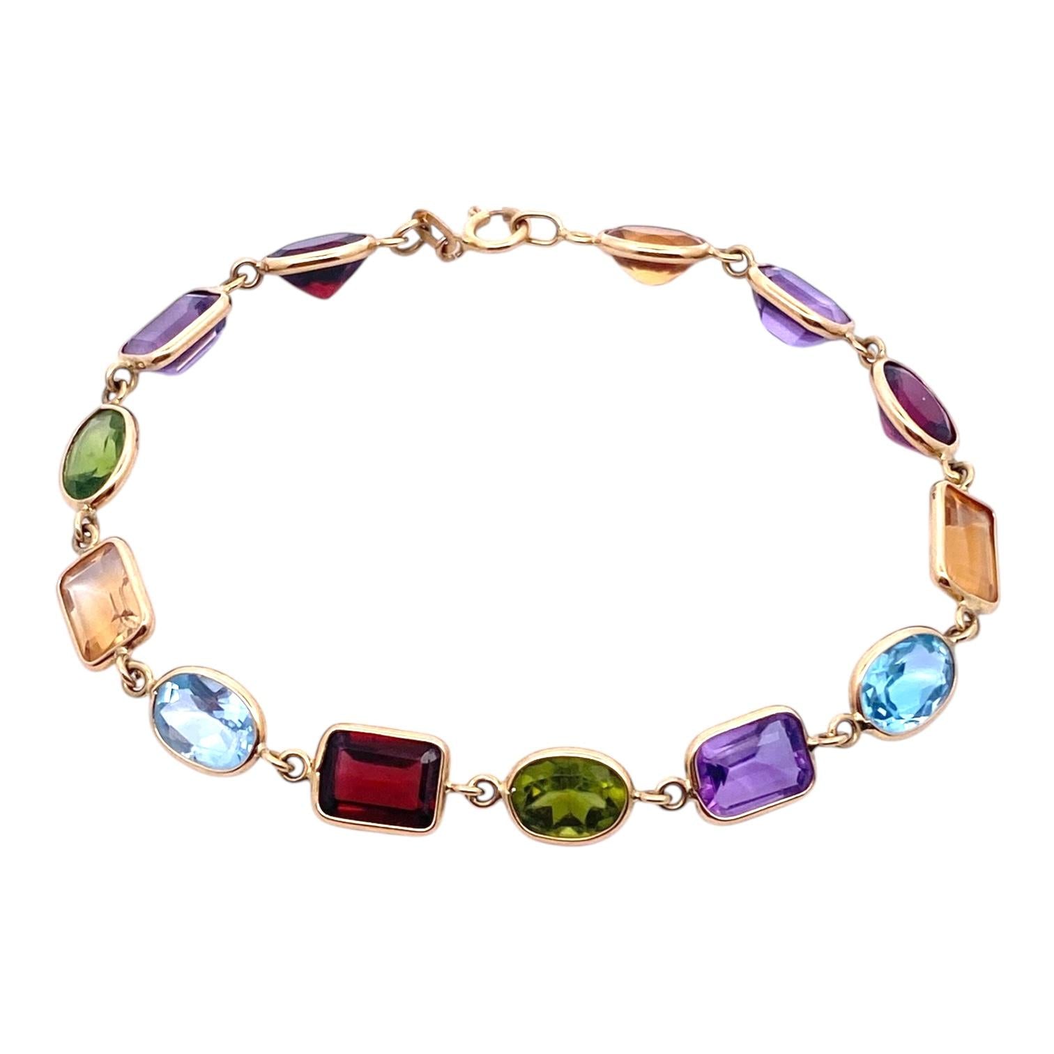 Vintage 18K Gold Multi Gemstone Bracelet