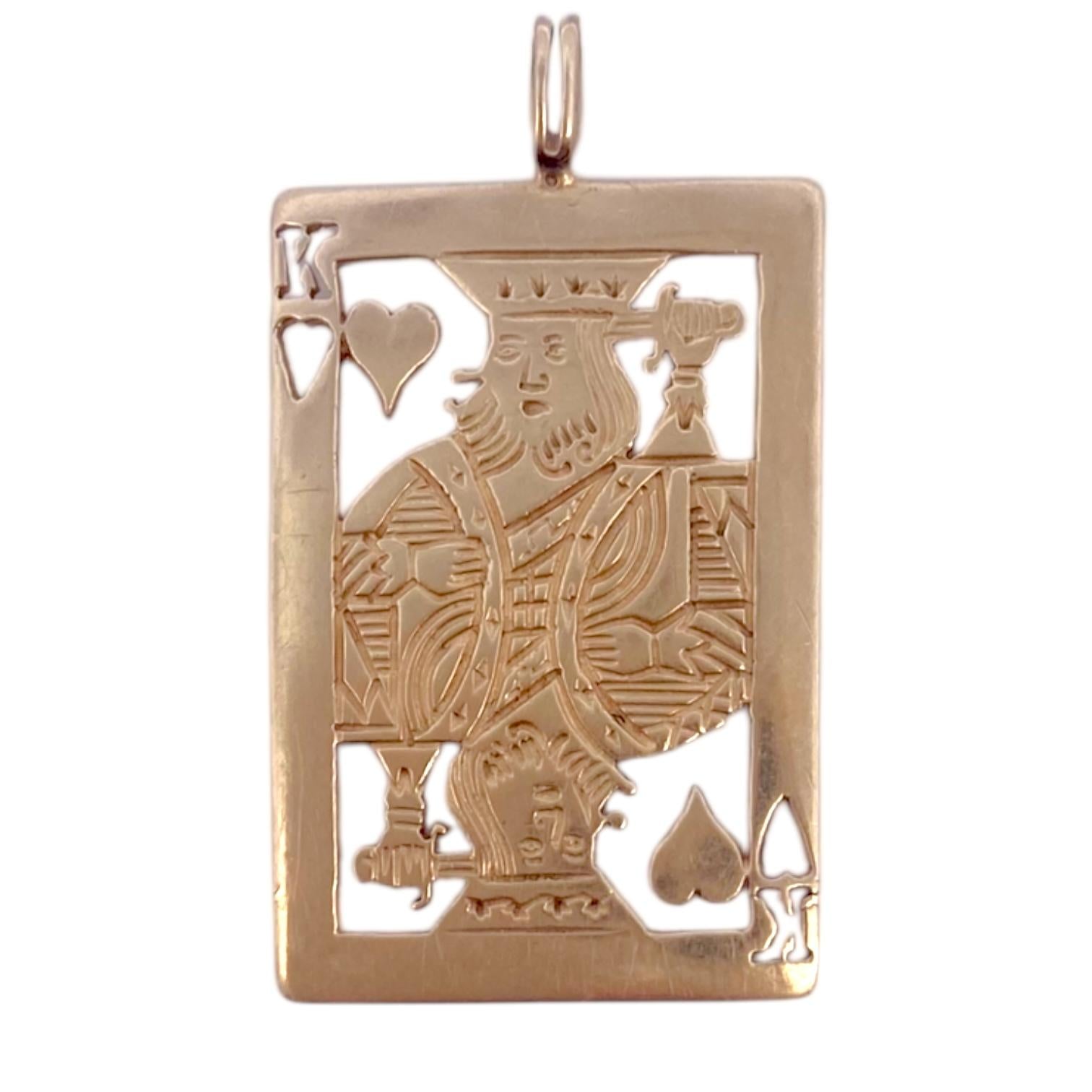 Vintage 14K Yellow Gold Large King of Hearts Pendant