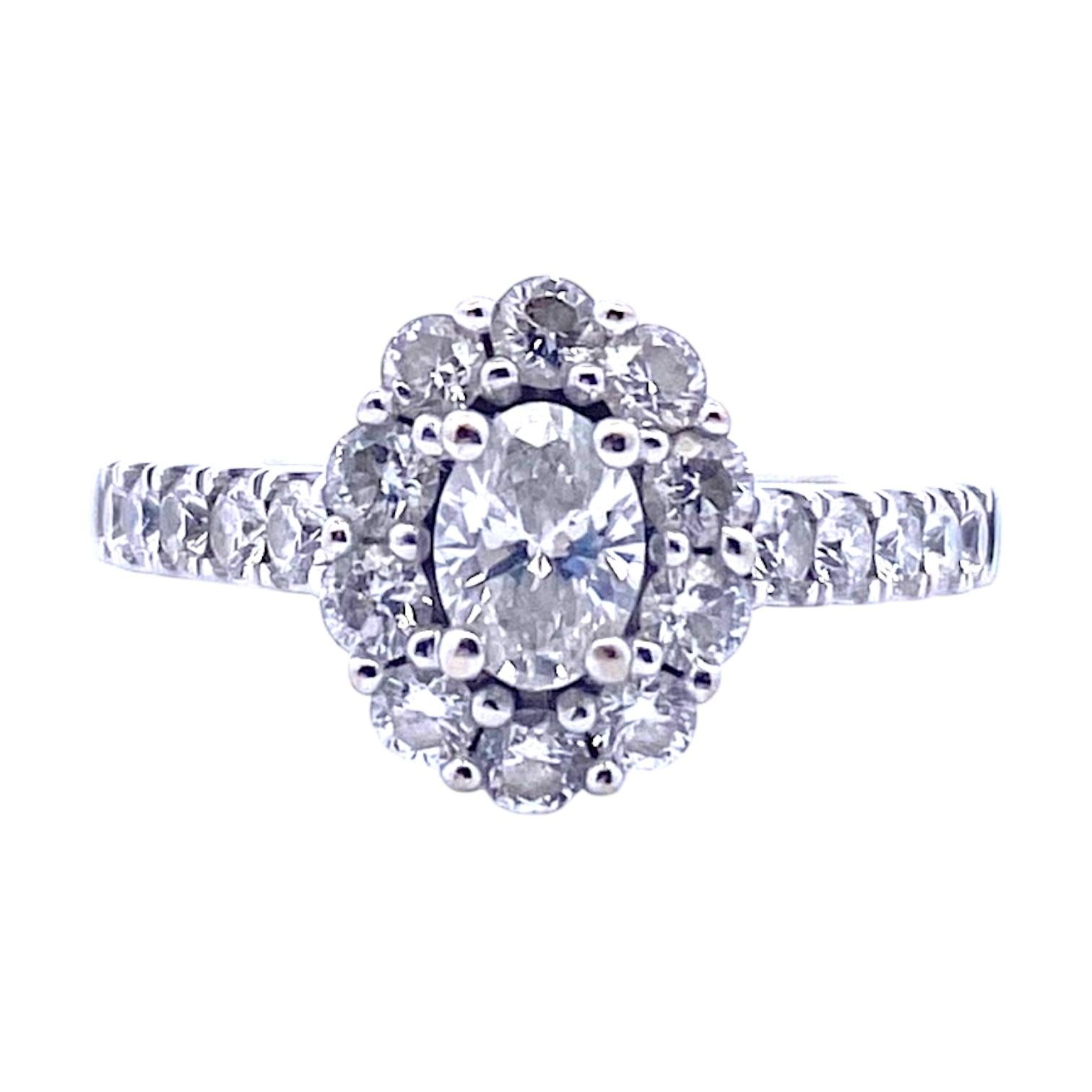 Marchesa 18K White Gold Oval Diamond Engagement Ring