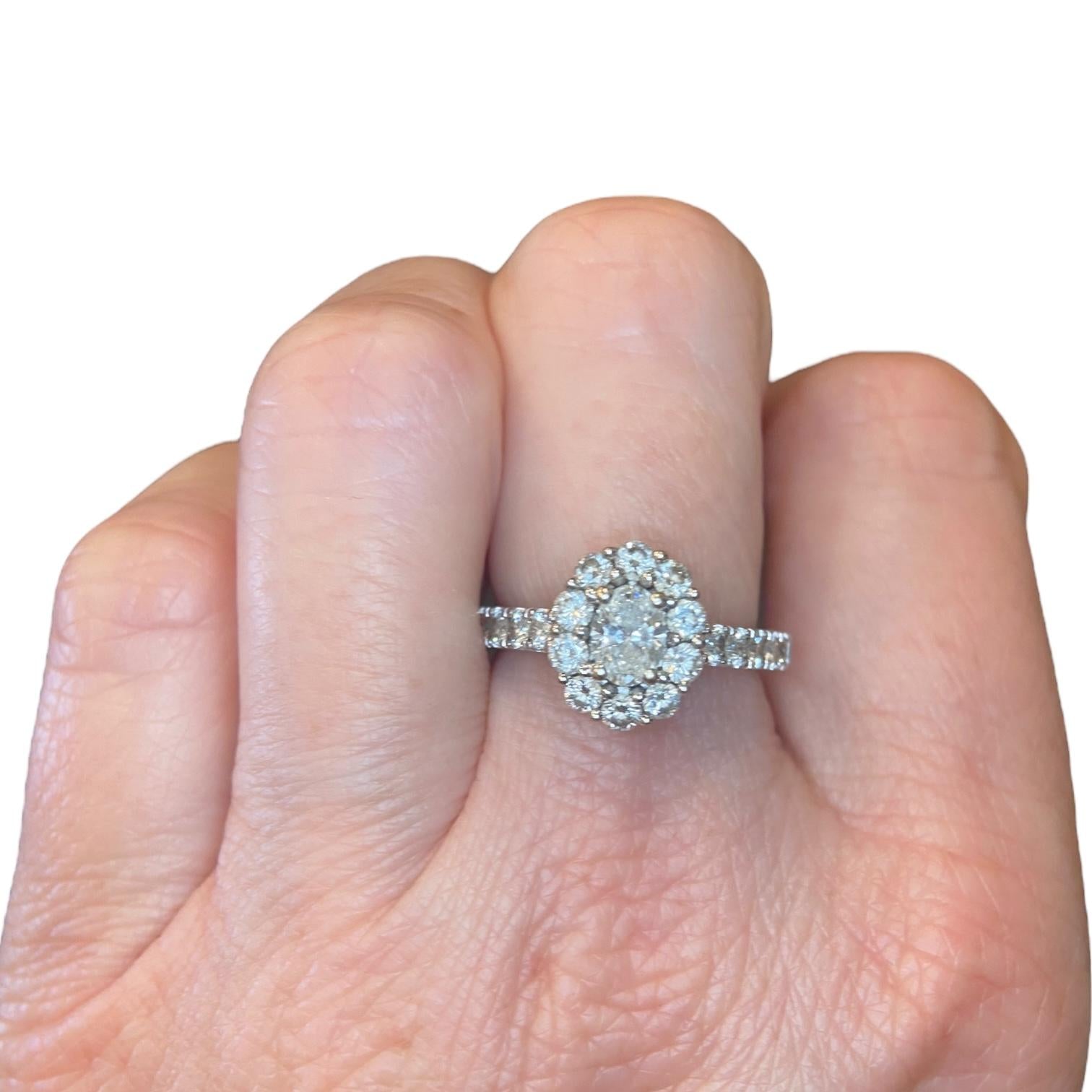 Marchesa 18K White Gold Oval Diamond Engagement Ring