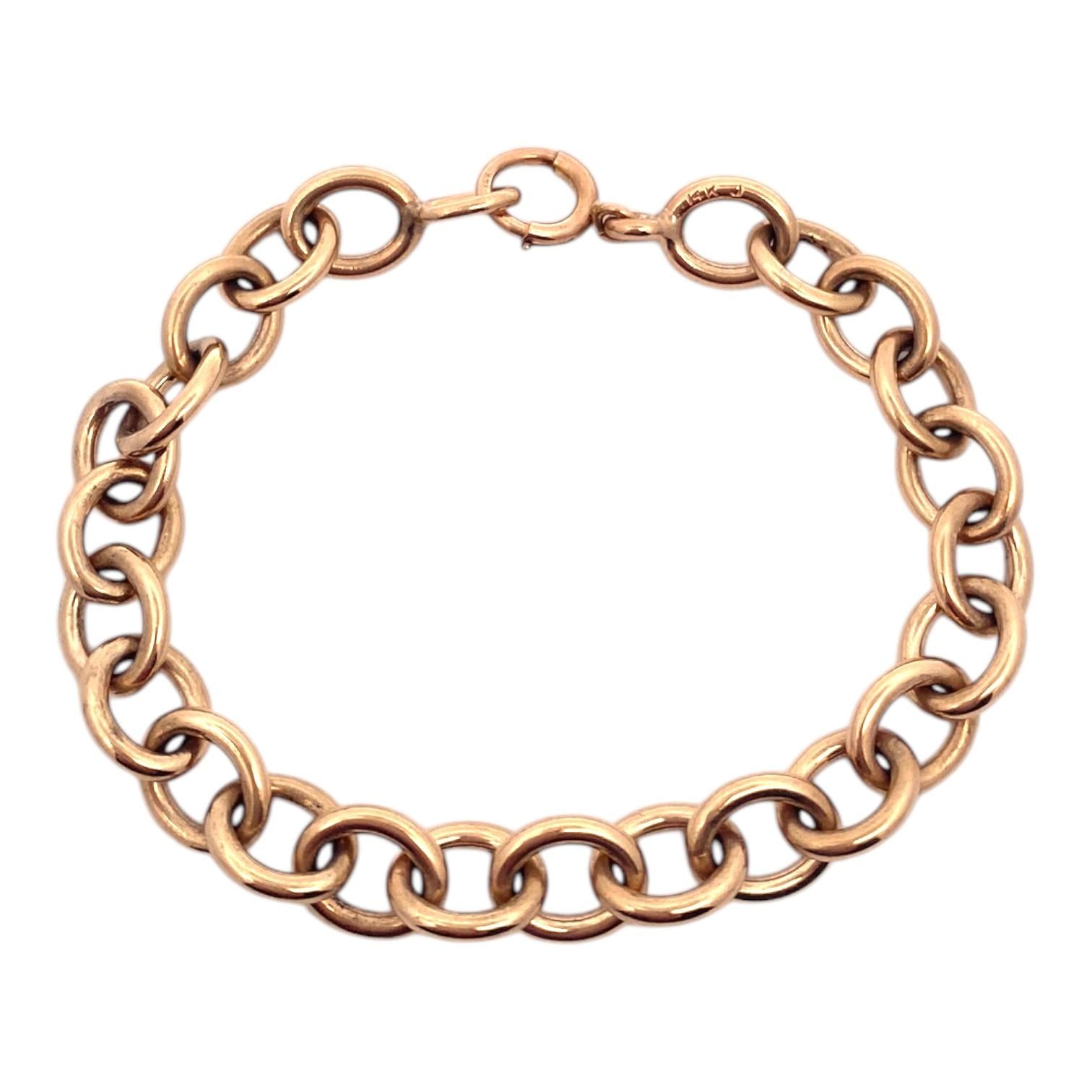 Vintage 14K Gold Rolo Links Bracelet