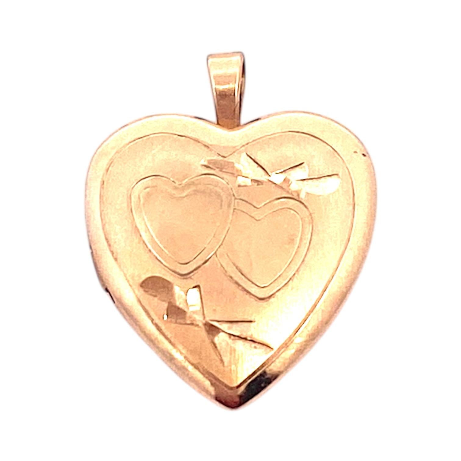 Vintage 14K Yellow Gold Small Heart Locket Charm Pendant