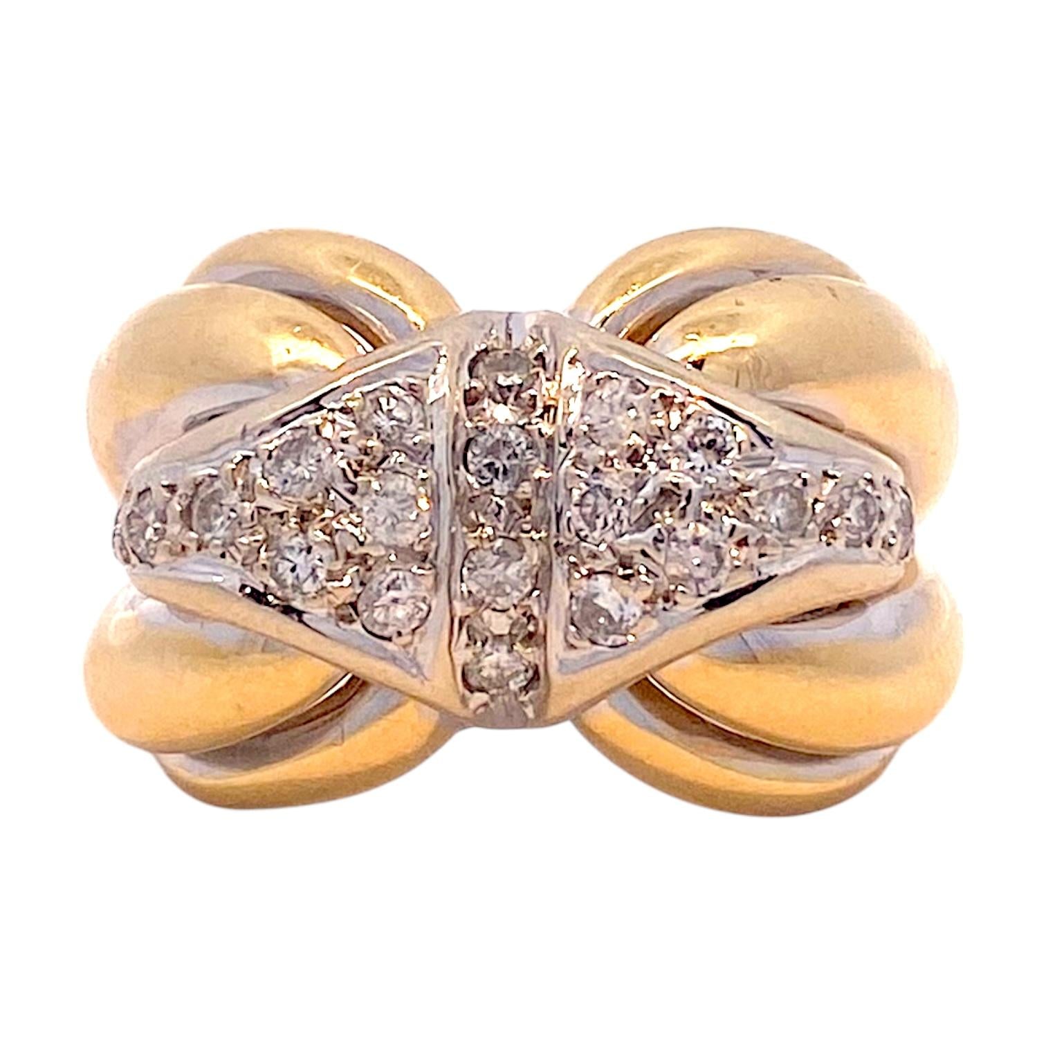 Vintage 18K Two Tone Diamond Cocktail Ring