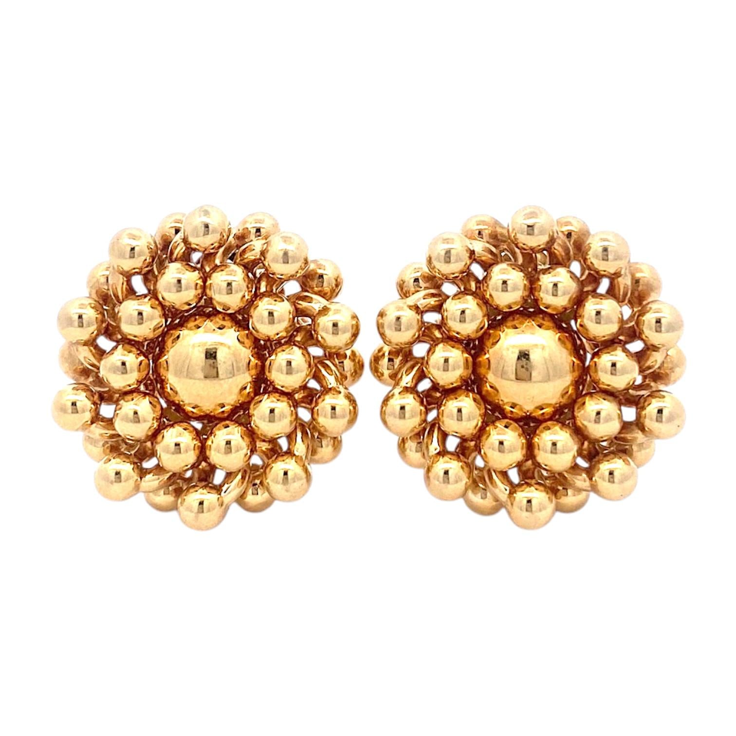 Vintage Chiampesan 18K Yellow Gold Beaded Earrings