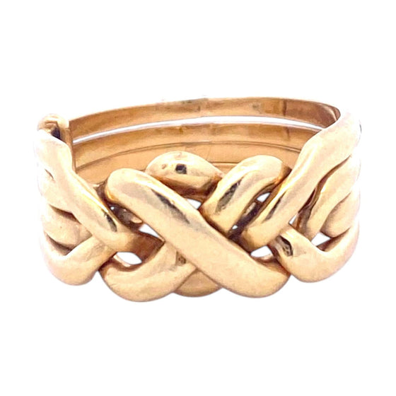 Vintage 18K Yellow Gold Puzzle Ring Size 7