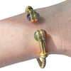 Vintage 18K Gold Multi Gemstone Twisted Bangle Bracelet